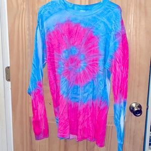 Pink and blue tie dye long sleeve shirt